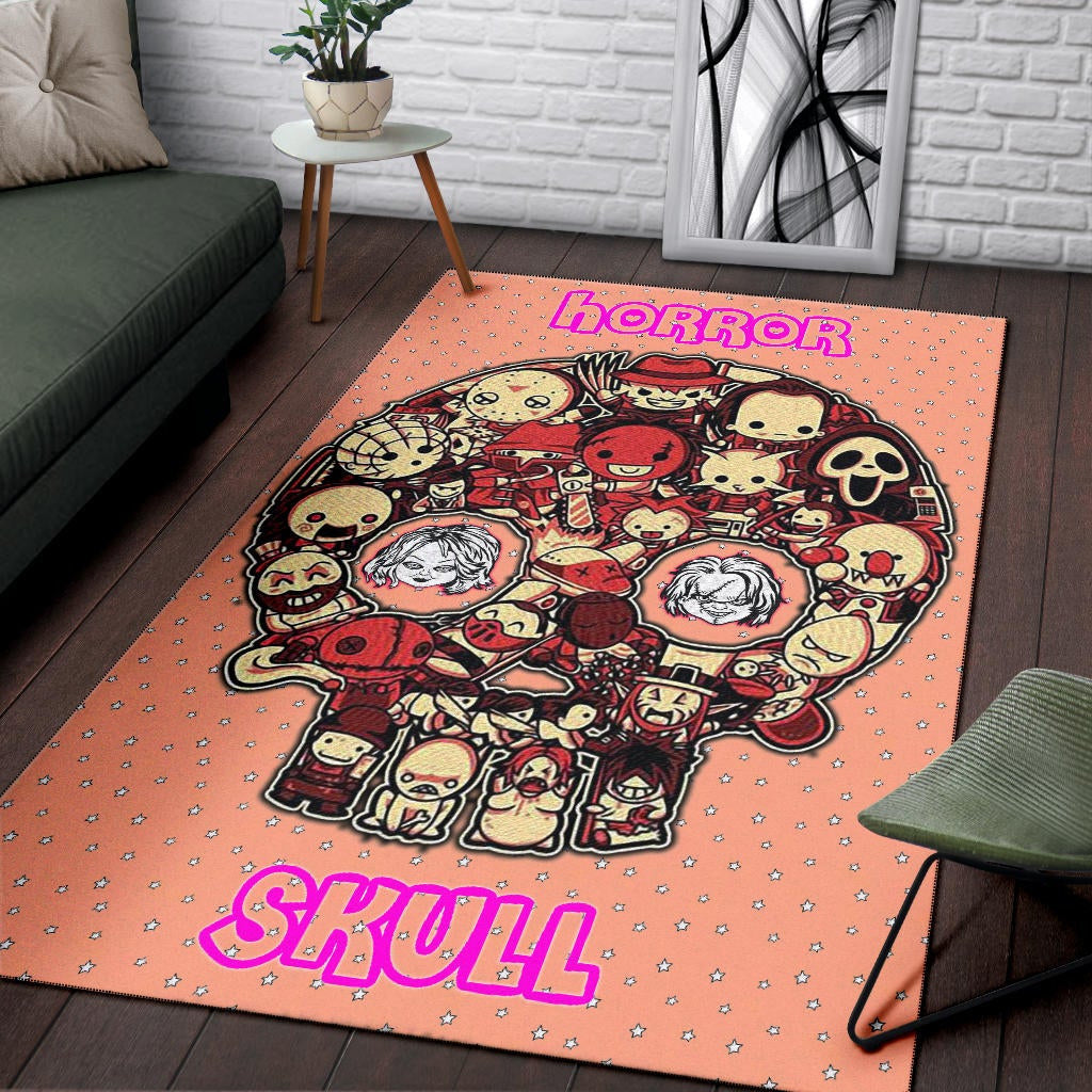Horror Movie Horror Villains Face In Skull Star Background Area Rug Home Decor