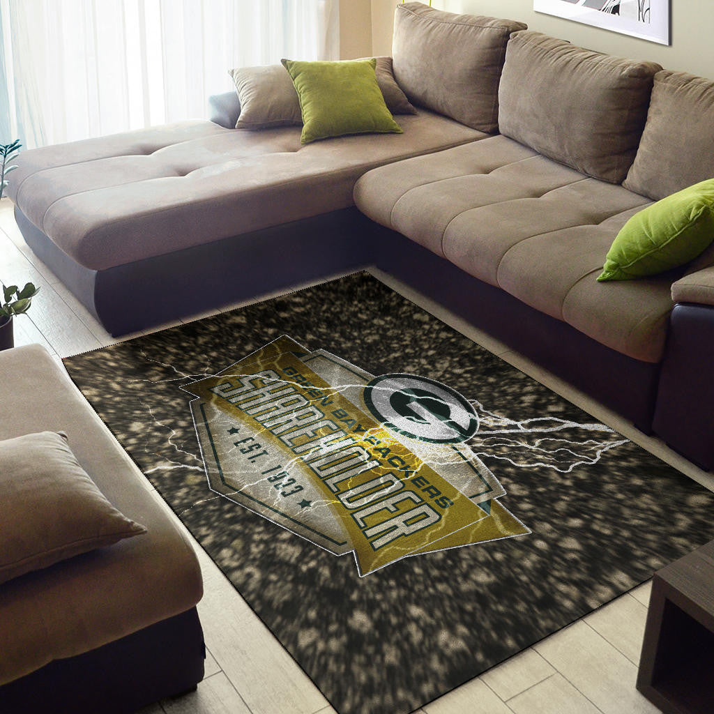 Green Bay American Football Packers G Shareholders Est 1923 Lightning Area Rug Home Decor