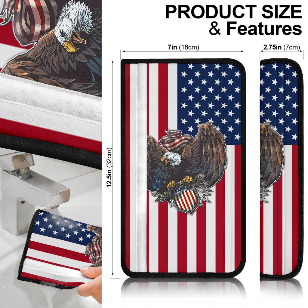 US Independence Day Eagle Taking US Shield Navy Seals Seat Belt Covers