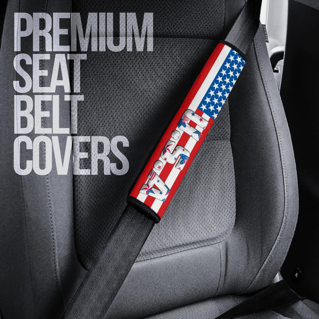 US Independence Day Bald Eagle Breaking Though Claw Scratch Seat Belt Covers
