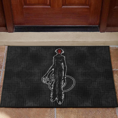 Horror Movie Hairy Devil With Red Face Black Door Mat Home Decor