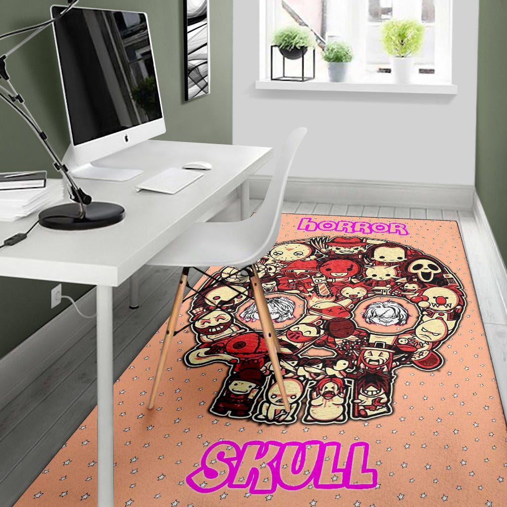 Horror Movie Horror Villains Face In Skull Star Background Area Rug Home Decor