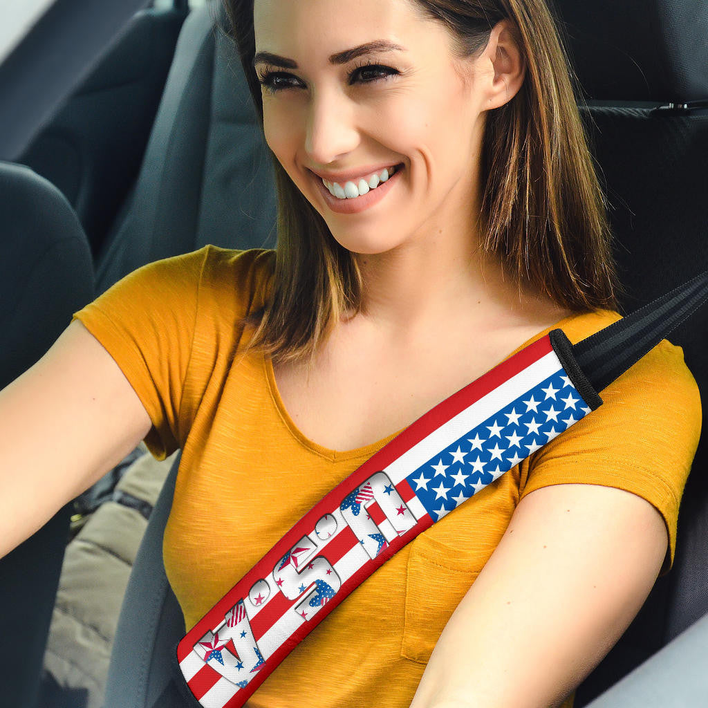 US Independence Day Bald Eagle Breaking Though Claw Scratch Seat Belt Covers