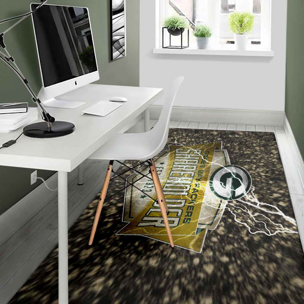 Green Bay American Football Packers G Shareholders Est 1923 Lightning Area Rug Home Decor