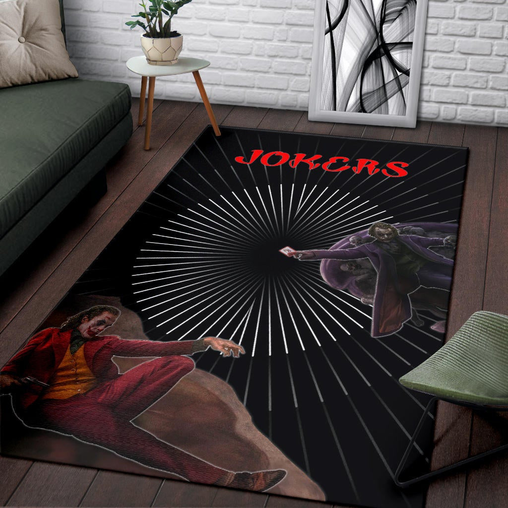 Horror Movie Evil Jokers Giving Cards Skulls Area Rug Home Decor
