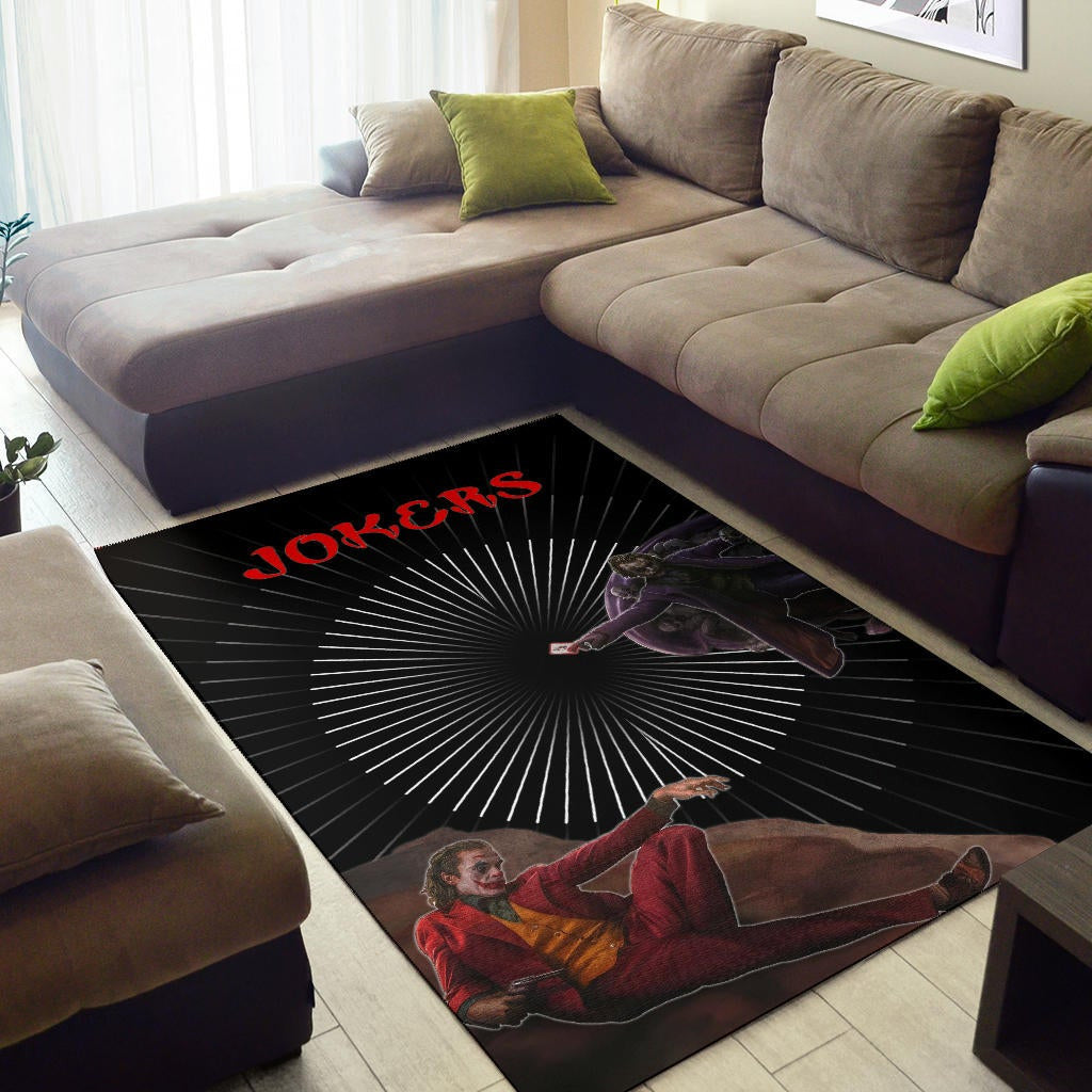 Horror Movie Evil Jokers Giving Cards Skulls Area Rug Home Decor