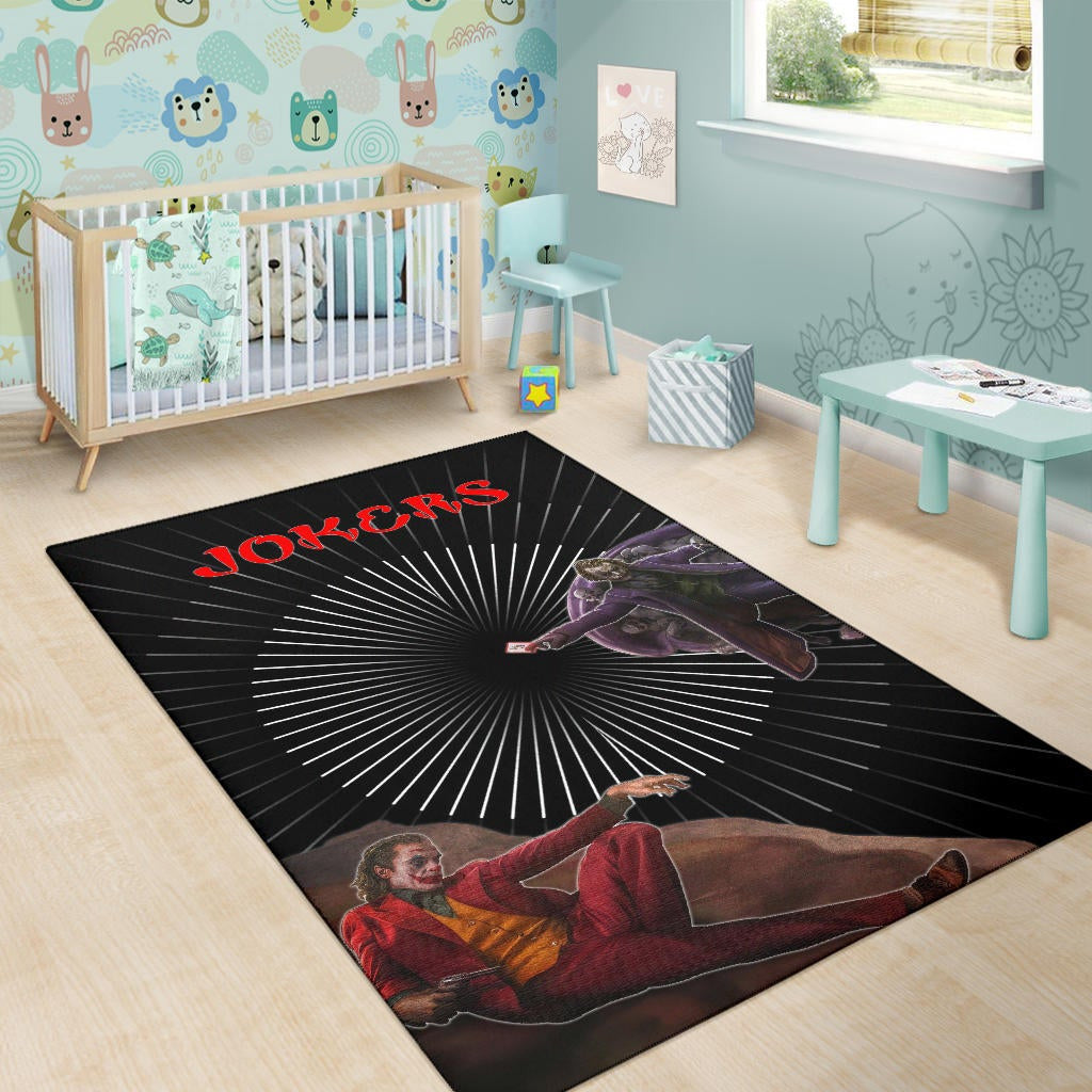 Horror Movie Evil Jokers Giving Cards Skulls Area Rug Home Decor