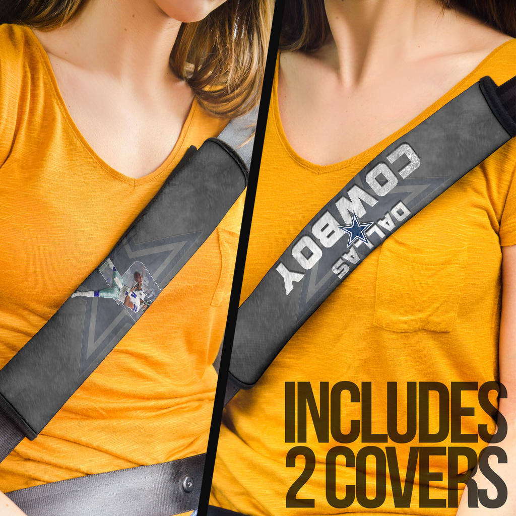 Dallas American Football Cowboy Player 04 Throwing Rugby Ball Light Grey Seat Belt Covers