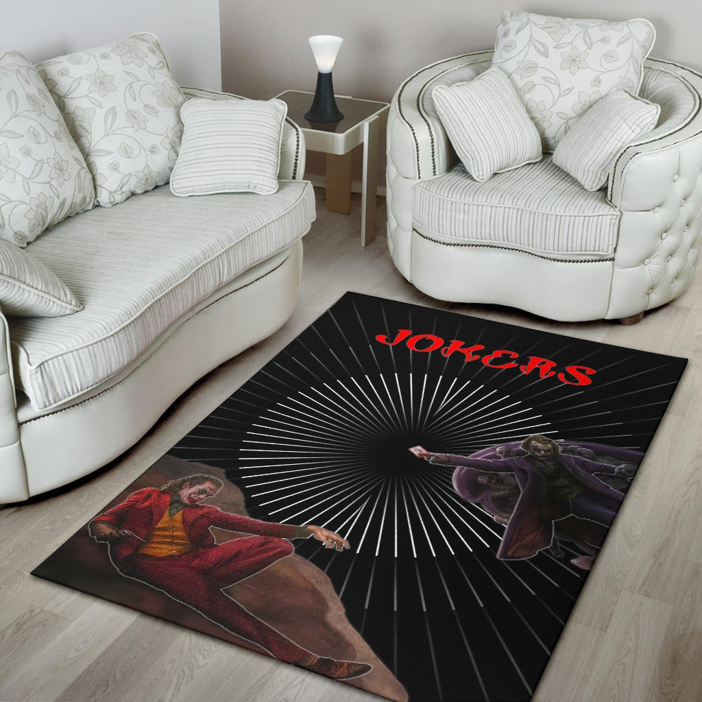 Horror Movie Evil Jokers Giving Cards Skulls Area Rug Home Decor