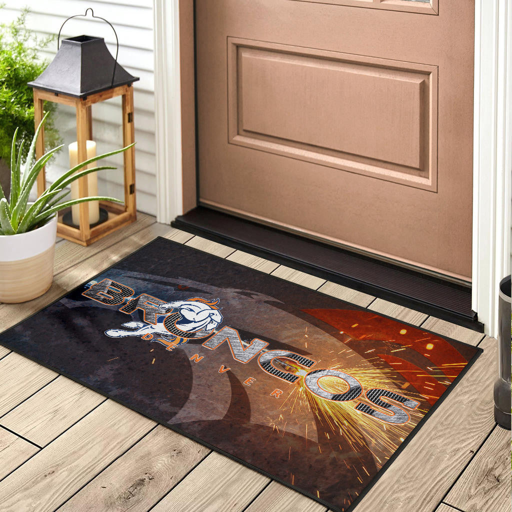 Denver American Football Broncos Machine Steel Broncos Metal Melting Door Mat Home Decor