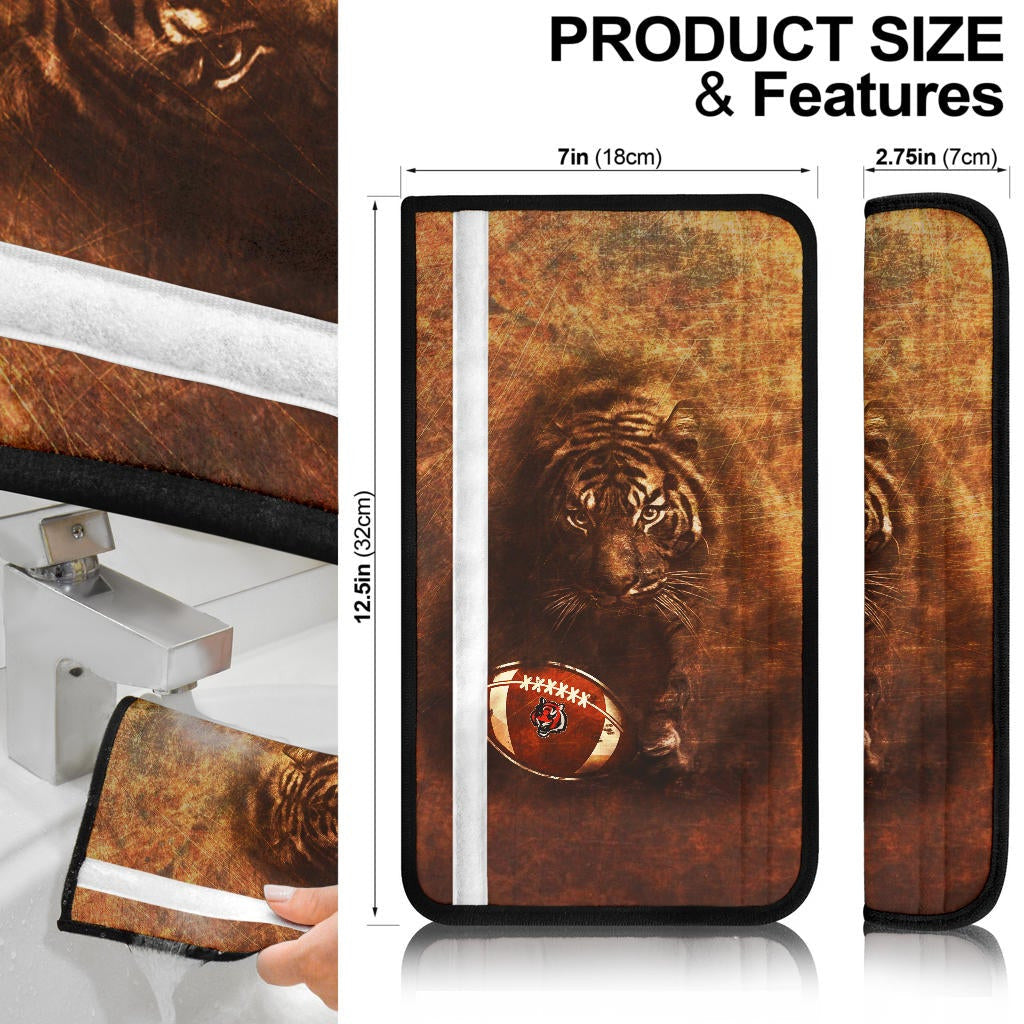 Cincinnati Bengals American Football Strong Bengal Tiger Rugby Ball Go Champion Seat Belt Covers