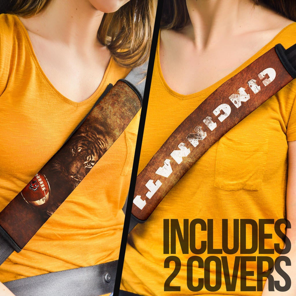 Cincinnati Bengals American Football Strong Bengal Tiger Rugby Ball Go Champion Seat Belt Covers