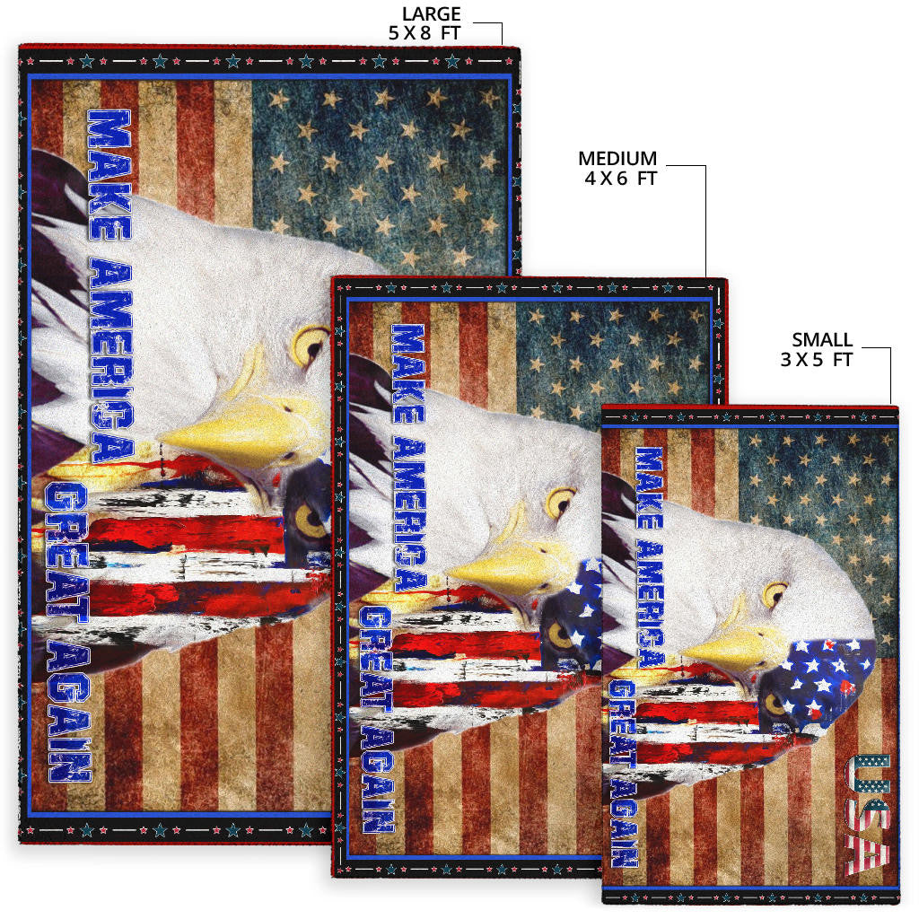 US Independence Day Funny Bald Eagle Face USA Star Area Rug Home Decor