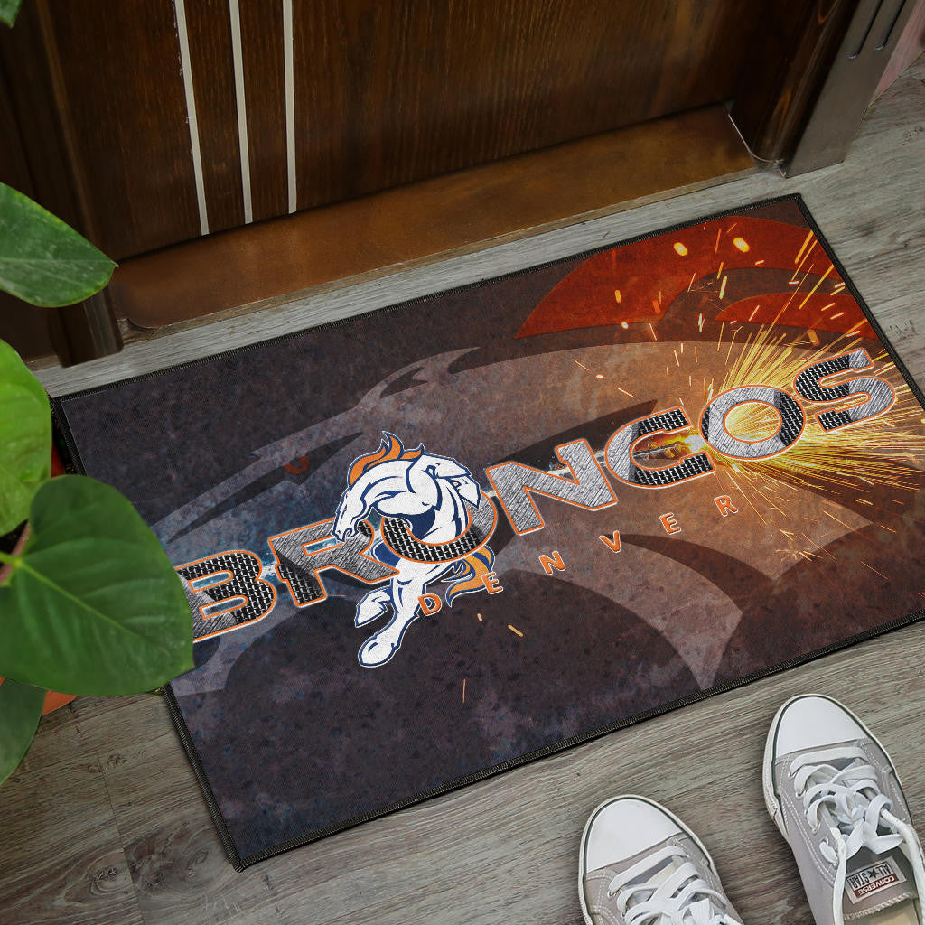 Denver American Football Broncos Machine Steel Broncos Metal Melting Door Mat Home Decor