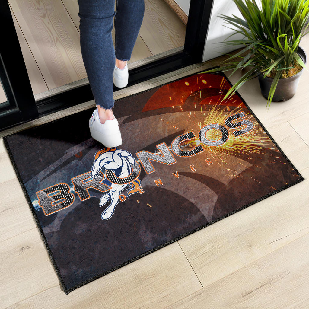 Denver American Football Broncos Machine Steel Broncos Metal Melting Door Mat Home Decor