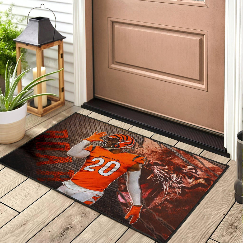 Cincinnati Bengals American Football Eli Apple Bengal Tiger Roar Claw Scratches Door Mat Home Decor