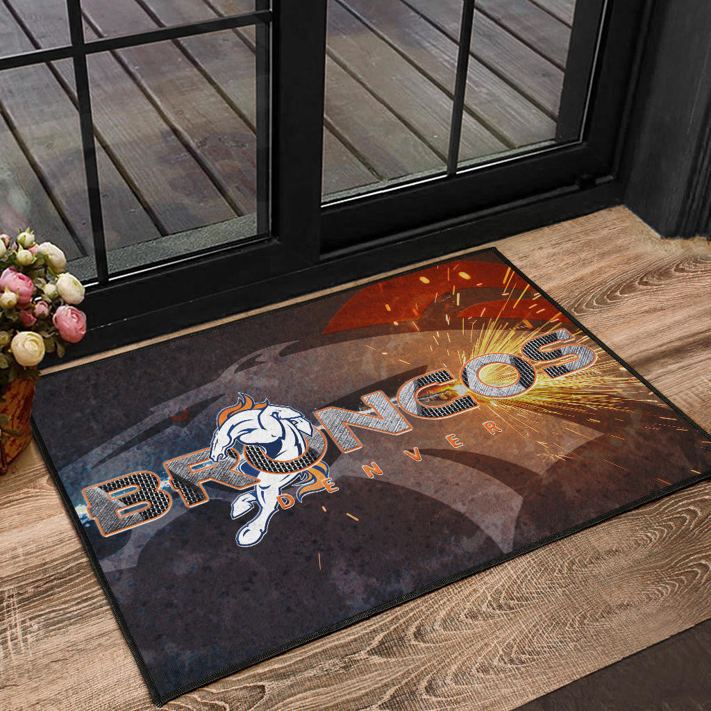 Denver American Football Broncos Machine Steel Broncos Metal Melting Door Mat Home Decor