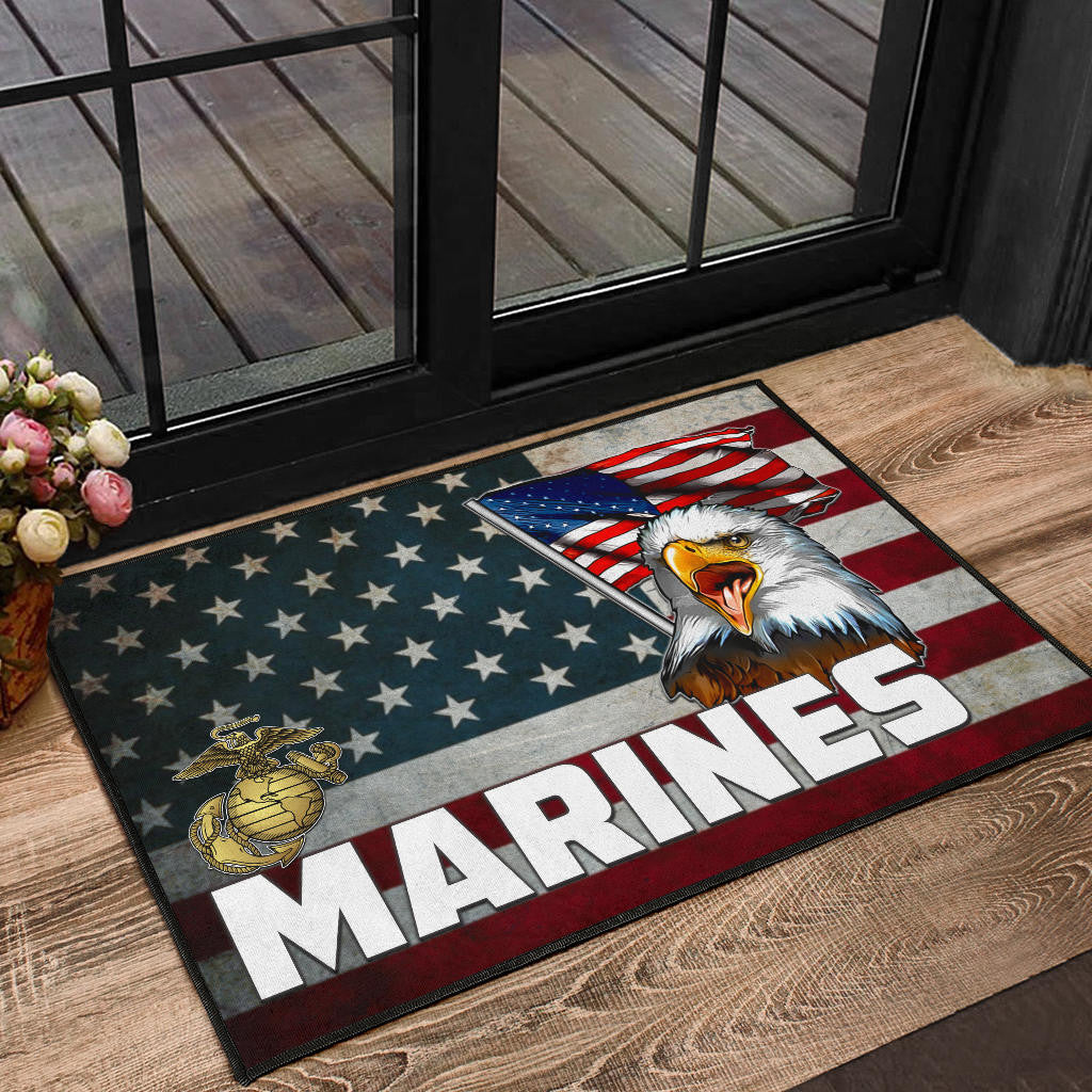 US Independence Day Bald Eagle Marines US Flag Door Mat Home Decor