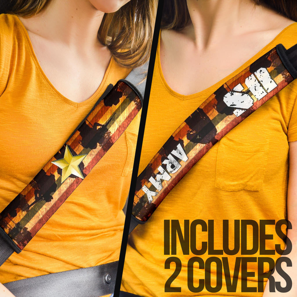 US Independence Day US Army In War Silhouette Yellow Star Seat Belt Covers