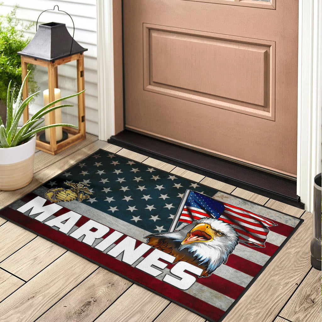 US Independence Day Bald Eagle Marines US Flag Door Mat Home Decor