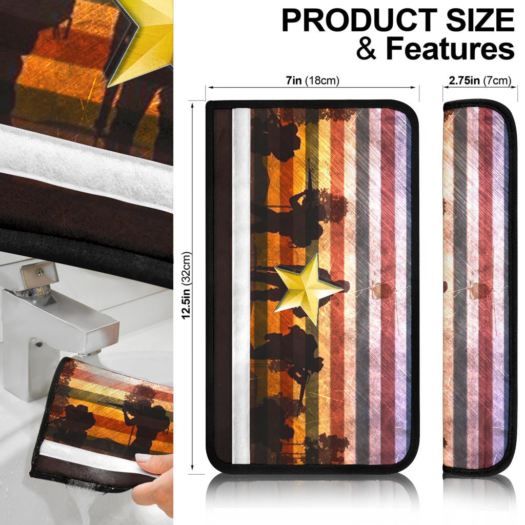 US Independence Day US Army In War Silhouette Yellow Star Seat Belt Covers