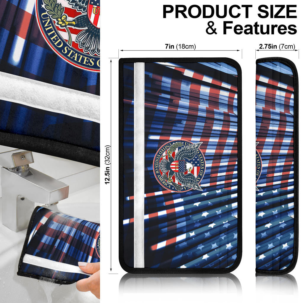 US Independence Day Bald Eagle USA Symbol Glory Flag Seat Belt Covers