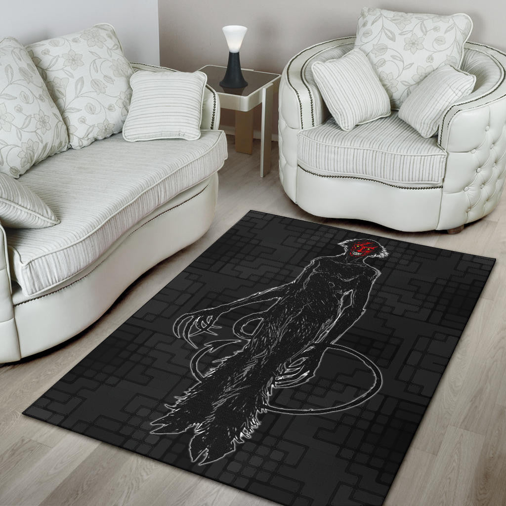 Horror Movie Hairy Devil With Red Face Black Area Rug Home Decor