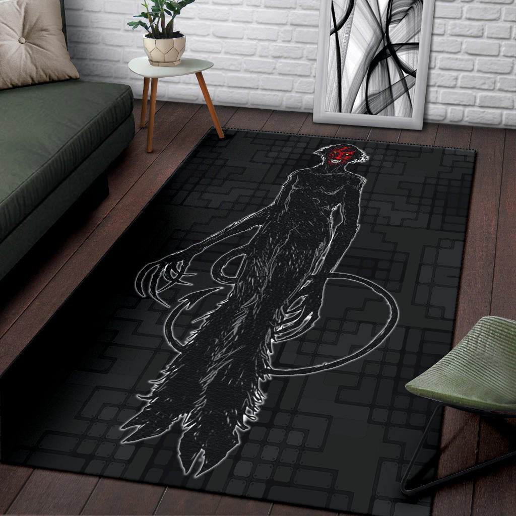 Horror Movie Hairy Devil With Red Face Black Area Rug Home Decor