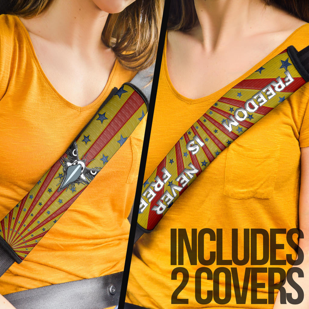 US Independence Day Eagle Minimal Face Freedom Is Never Free Seat Belt Covers