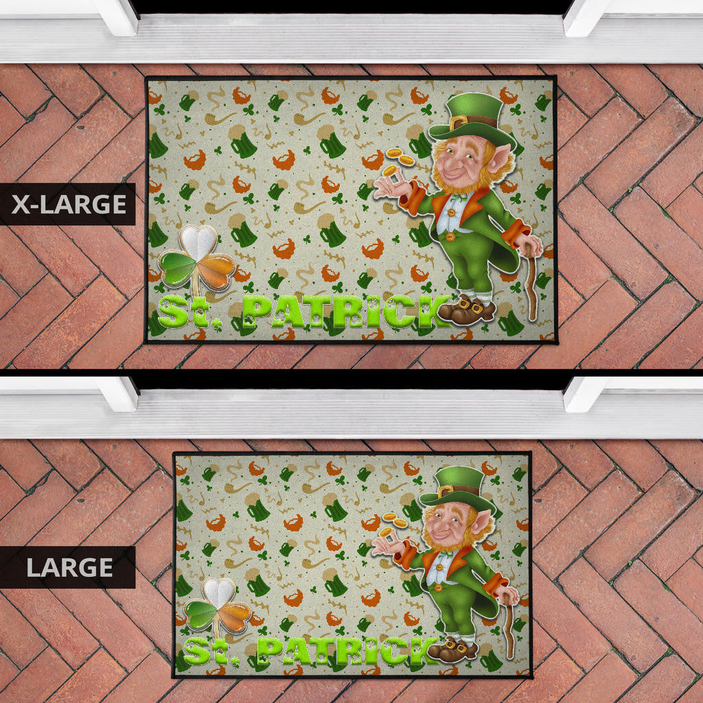 Saint Patrick's Leprechauns Artwork St. Patrick Symbols Patterns Door Mat Home Decor