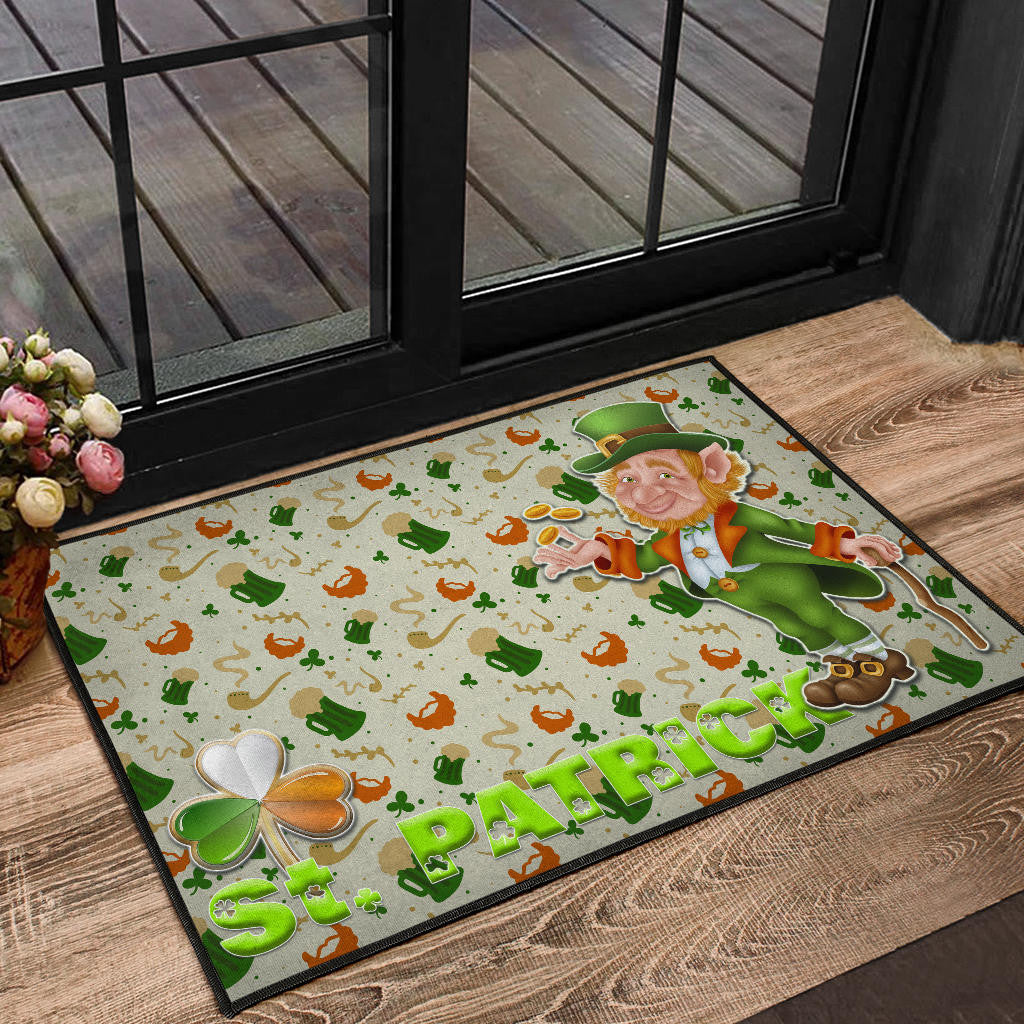Saint Patrick's Leprechauns Artwork St. Patrick Symbols Patterns Door Mat Home Decor