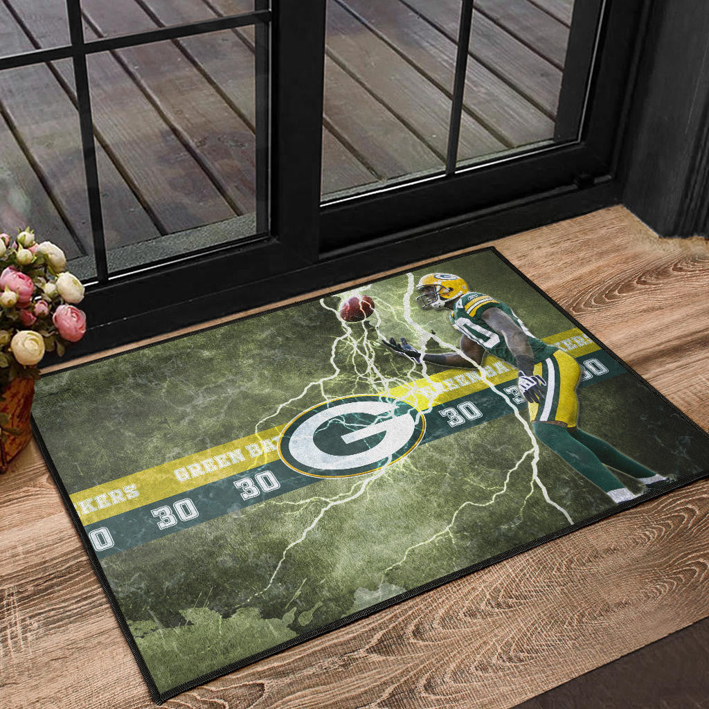 Green Bay American Football Packers Ahman Green 30 Lightning Rugby Ball Door Mat Home Decor