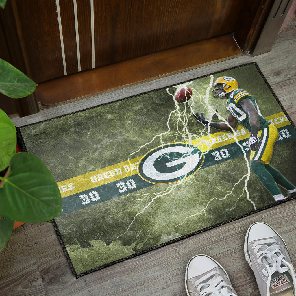 Green Bay American Football Packers Ahman Green 30 Lightning Rugby Ball Door Mat Home Decor