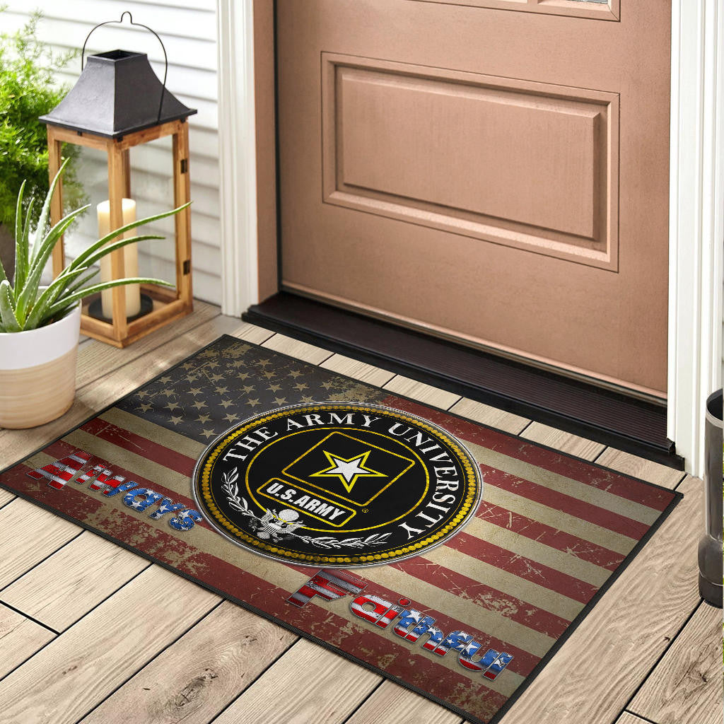 US Independence Day US Army University Always Faithful Door Mat Home Decor