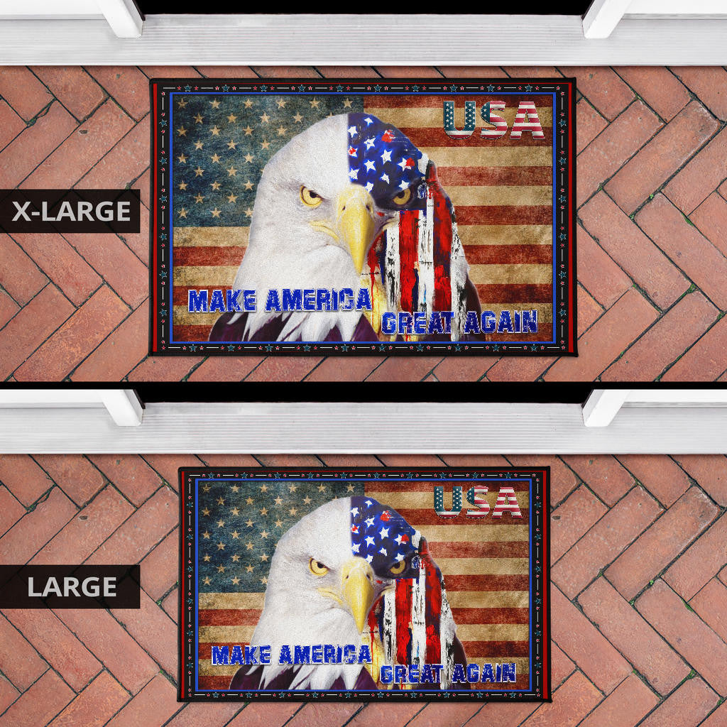 US Independence Day Funny Bald Eagle Face USA Star Door Mat Home Decor
