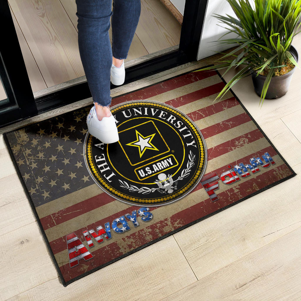 US Independence Day US Army University Always Faithful Door Mat Home Decor