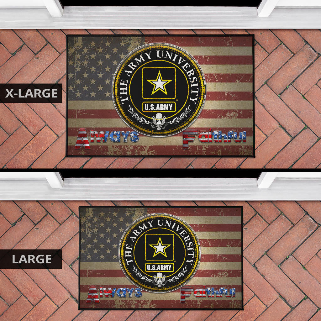 US Independence Day US Army University Always Faithful Door Mat Home Decor