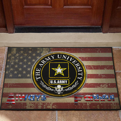 US Independence Day US Army University Always Faithful Door Mat Home Decor