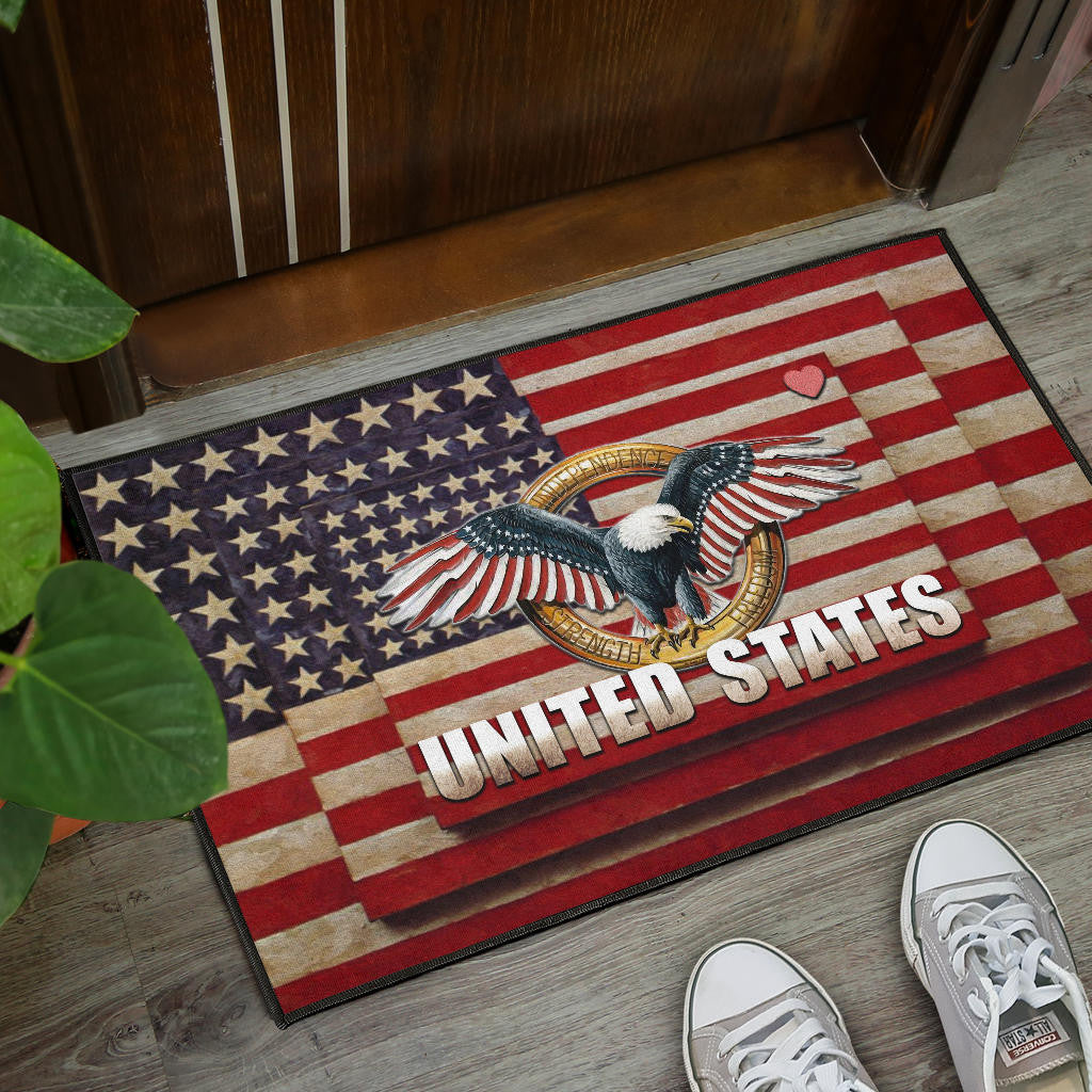US Independence Day Eagle Flying Love US Independence Day Strength Freedom Door Mat Home Decor