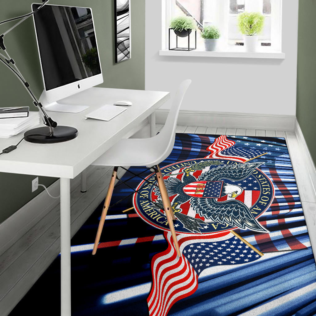 US Independence Day Bald Eagle USA Symbol Glory Flag Area Rug Home Decor
