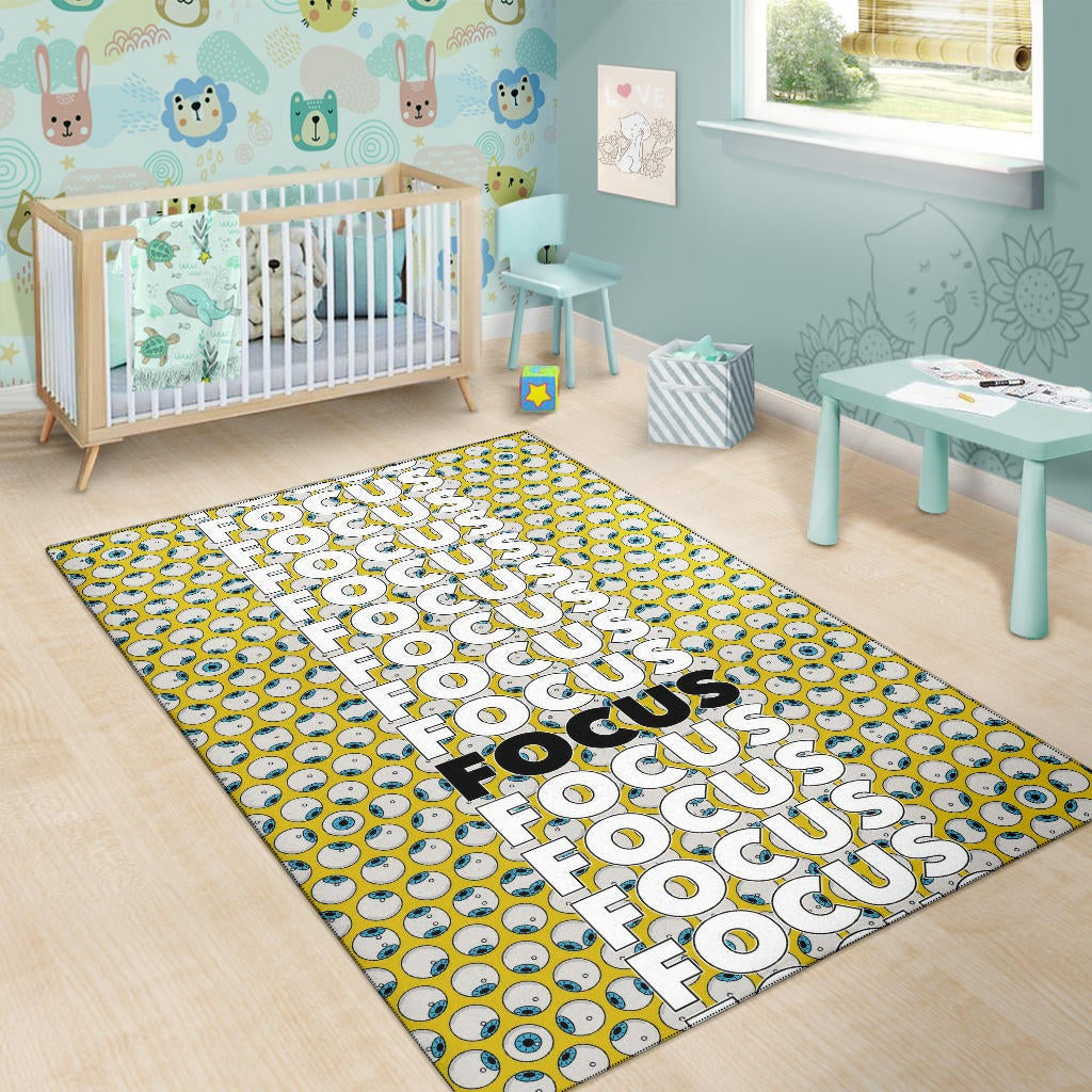 Focus Text In Column Eye Patterns Yellow Area Rug Home Decor