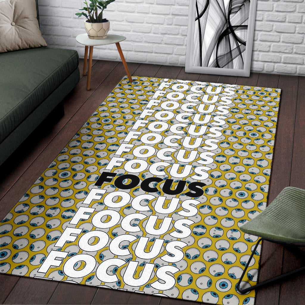 Focus Text In Column Eye Patterns Yellow Area Rug Home Decor