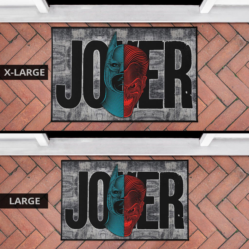 Horror Movie Joker Text Half Batman Half Joker Face Door Mat Home Decor