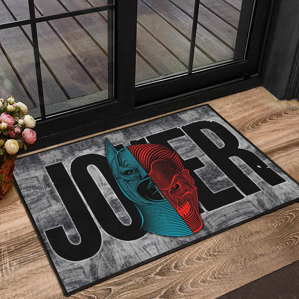 Horror Movie Joker Text Half Batman Half Joker Face Door Mat Home Decor