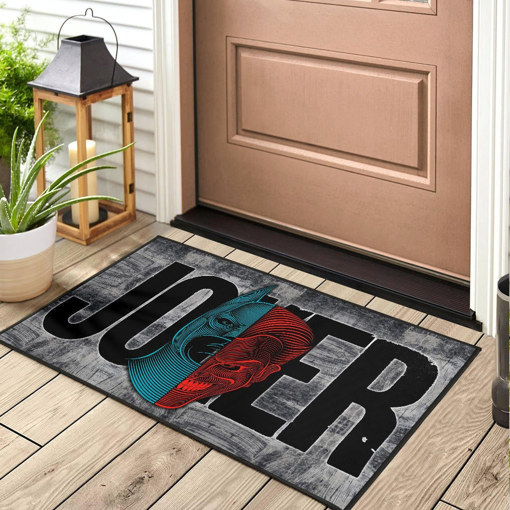 Horror Movie Joker Text Half Batman Half Joker Face Door Mat Home Decor