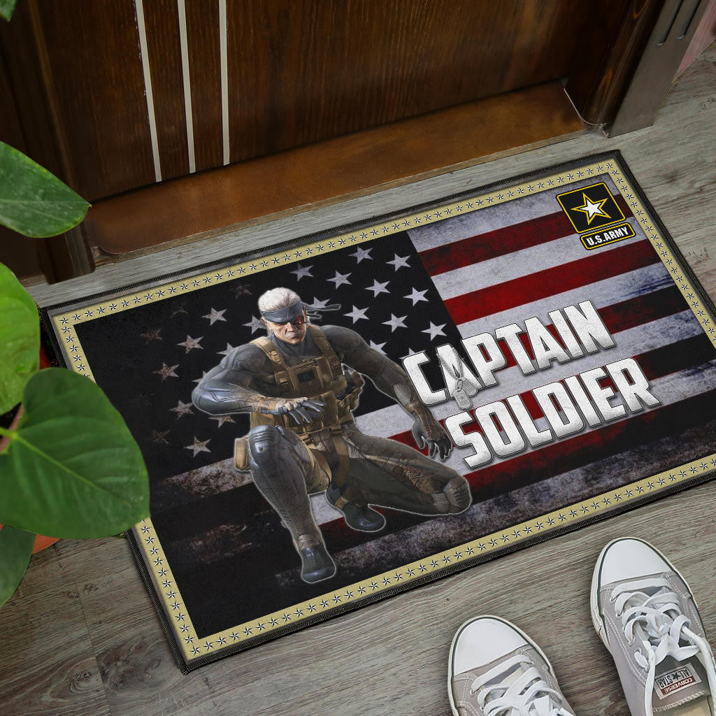 US Independence Day Captain Soldier US Flag Door Mat Home Decor