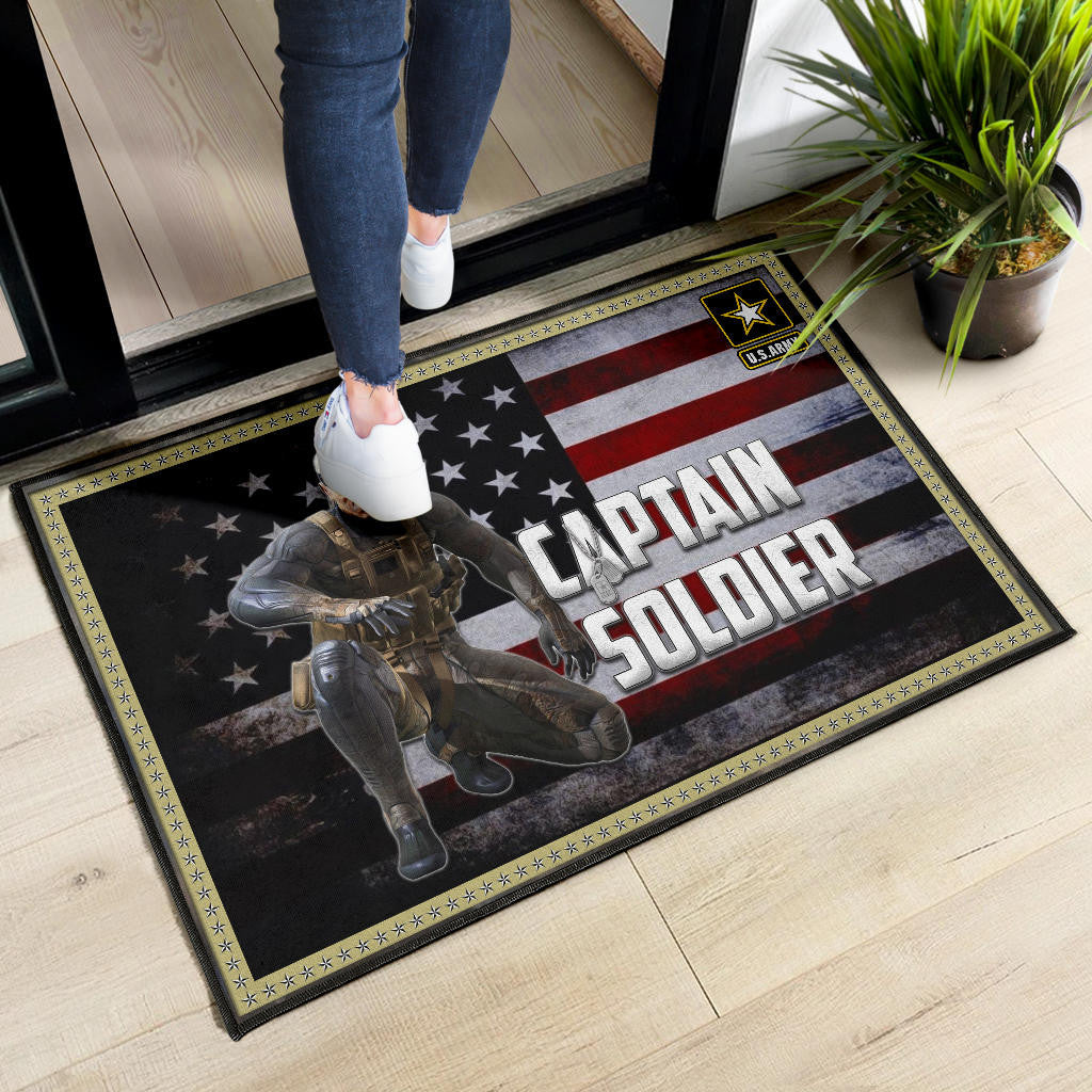 US Independence Day Captain Soldier US Flag Door Mat Home Decor