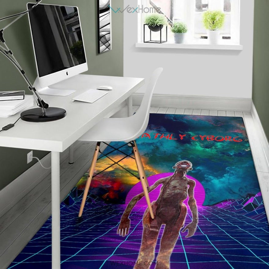 Horror Movie Deathly Cyborg Alien And Robot Retrowave Area Rug Home Decor