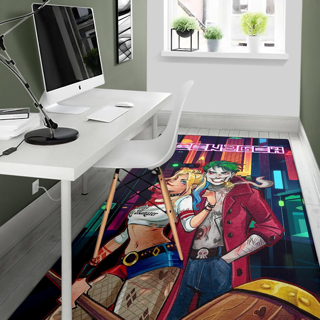 Horror Movie Teenager Joker And Harley Quinn Modern City Area Rug Home Decor