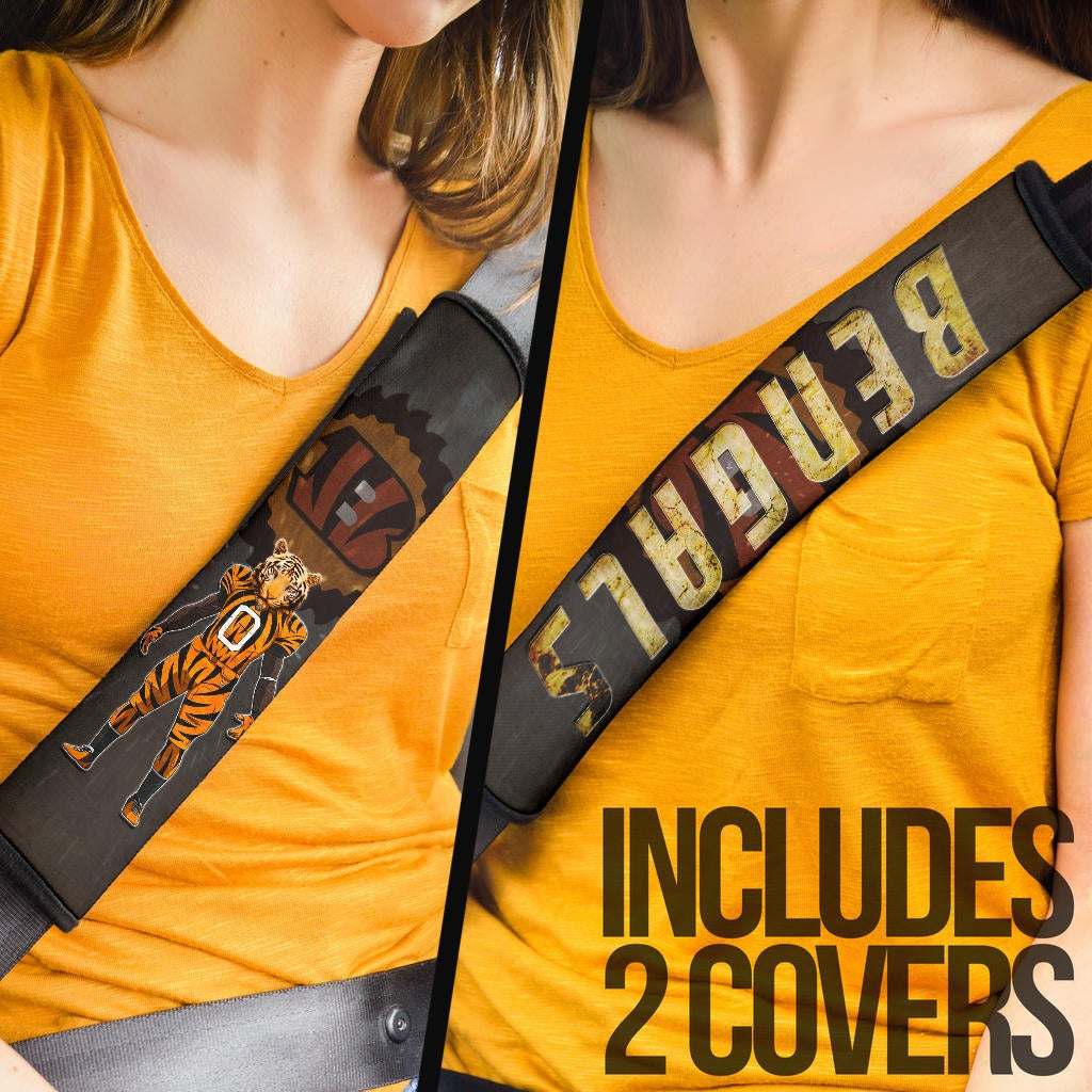 Cincinnati Bengals American Football Bengals Player Wearing Tiger Suit Bengal Head Seat Belt Covers